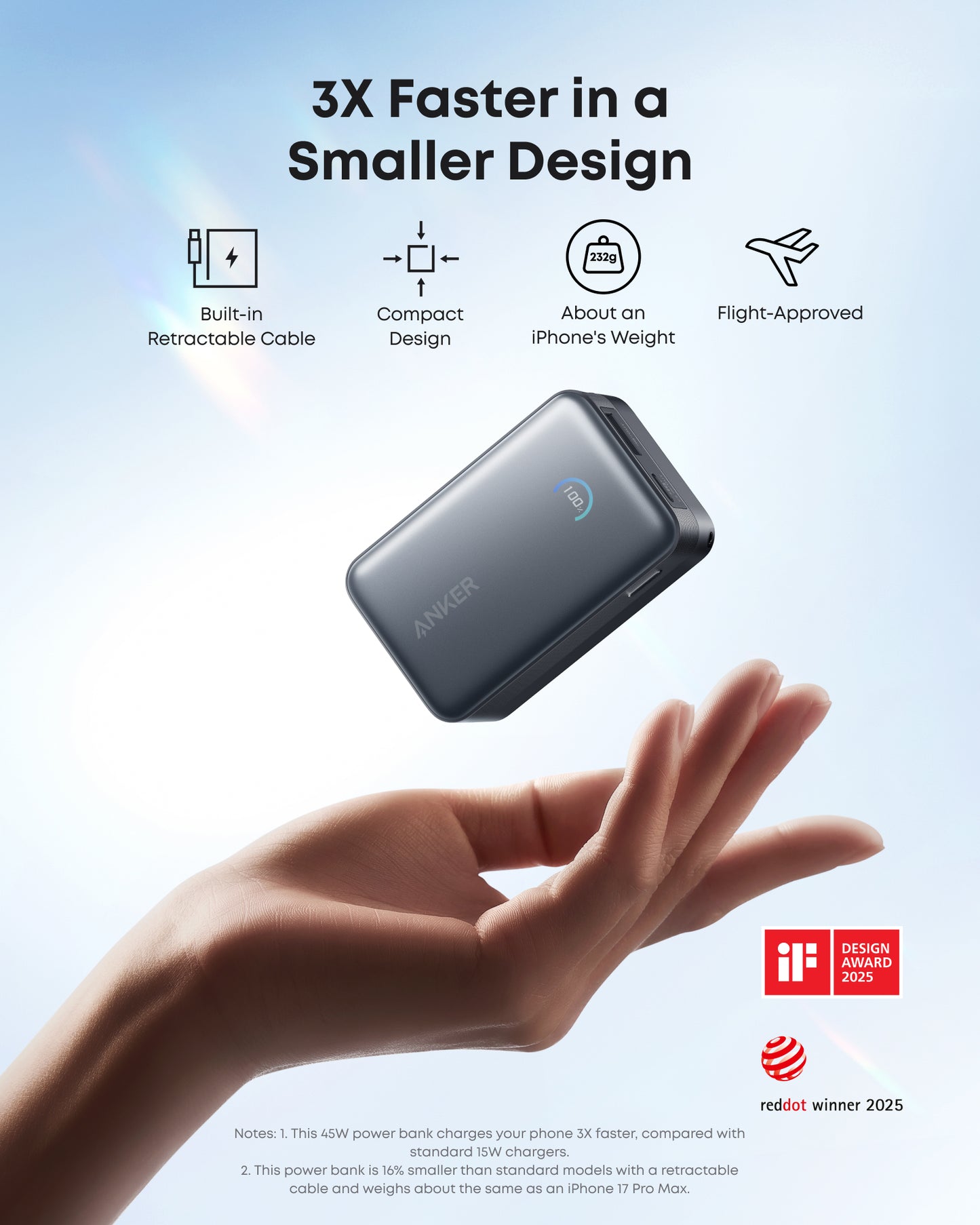 Anker Nano Power Bank (10K, 45W, Built-In Retractable USB-C Cable)