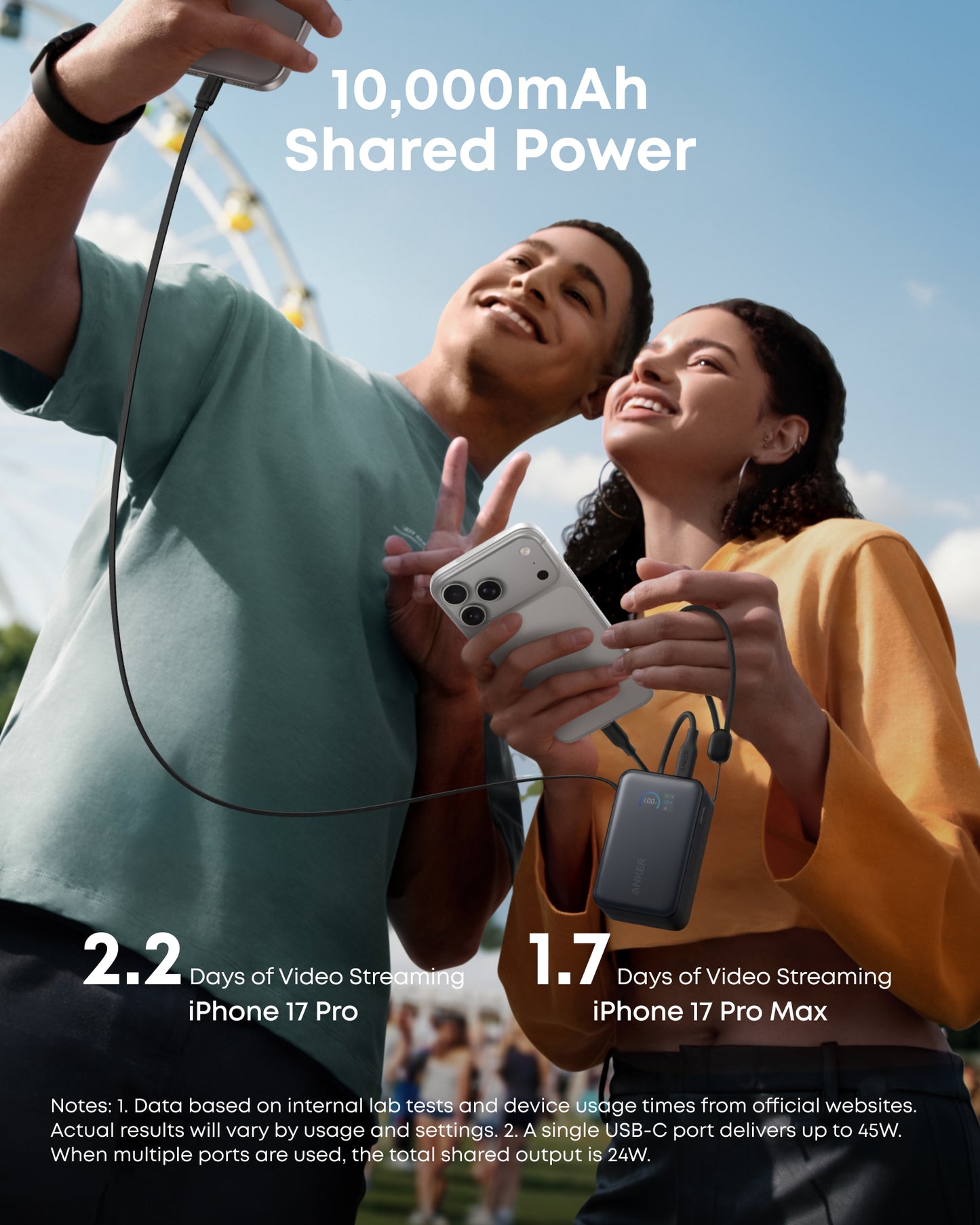 Anker Nano Power Bank (10K, 45W, Built-In Retractable USB-C Cable)