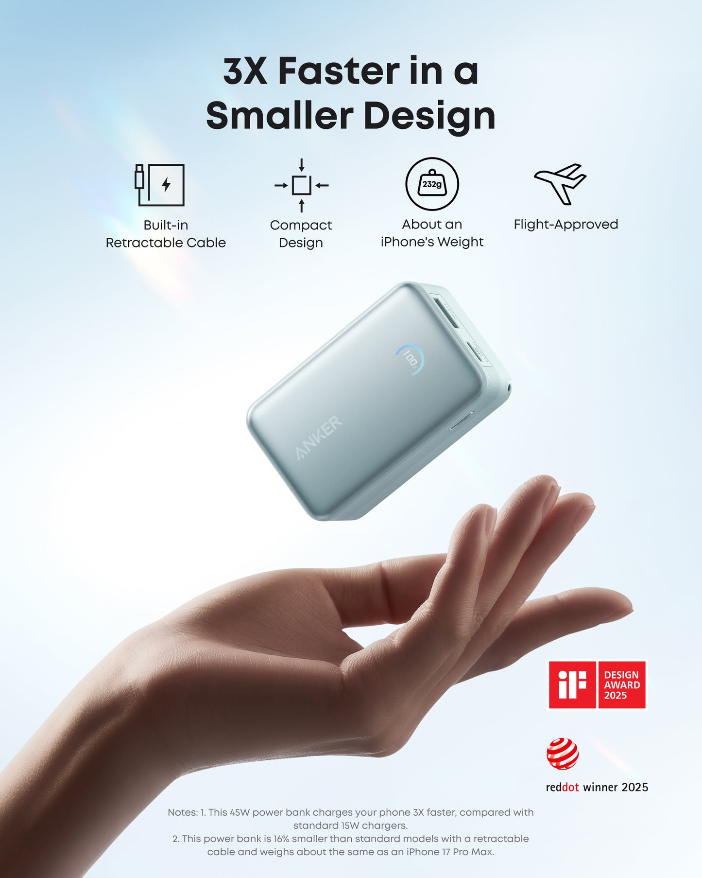 Anker Nano Power Bank (10K, 45W, Built-In Retractable USB-C Cable)