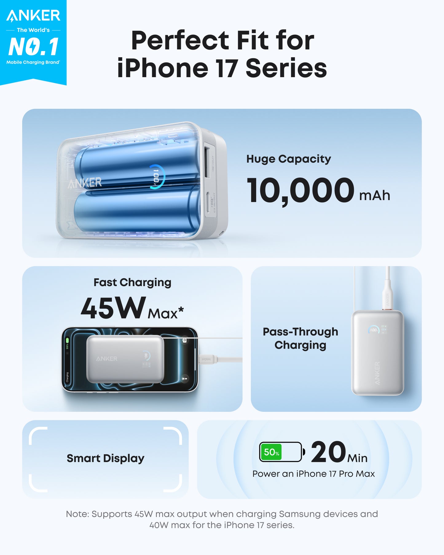 Anker Nano Power Bank (10K, 45W, Built-In Retractable USB-C Cable)