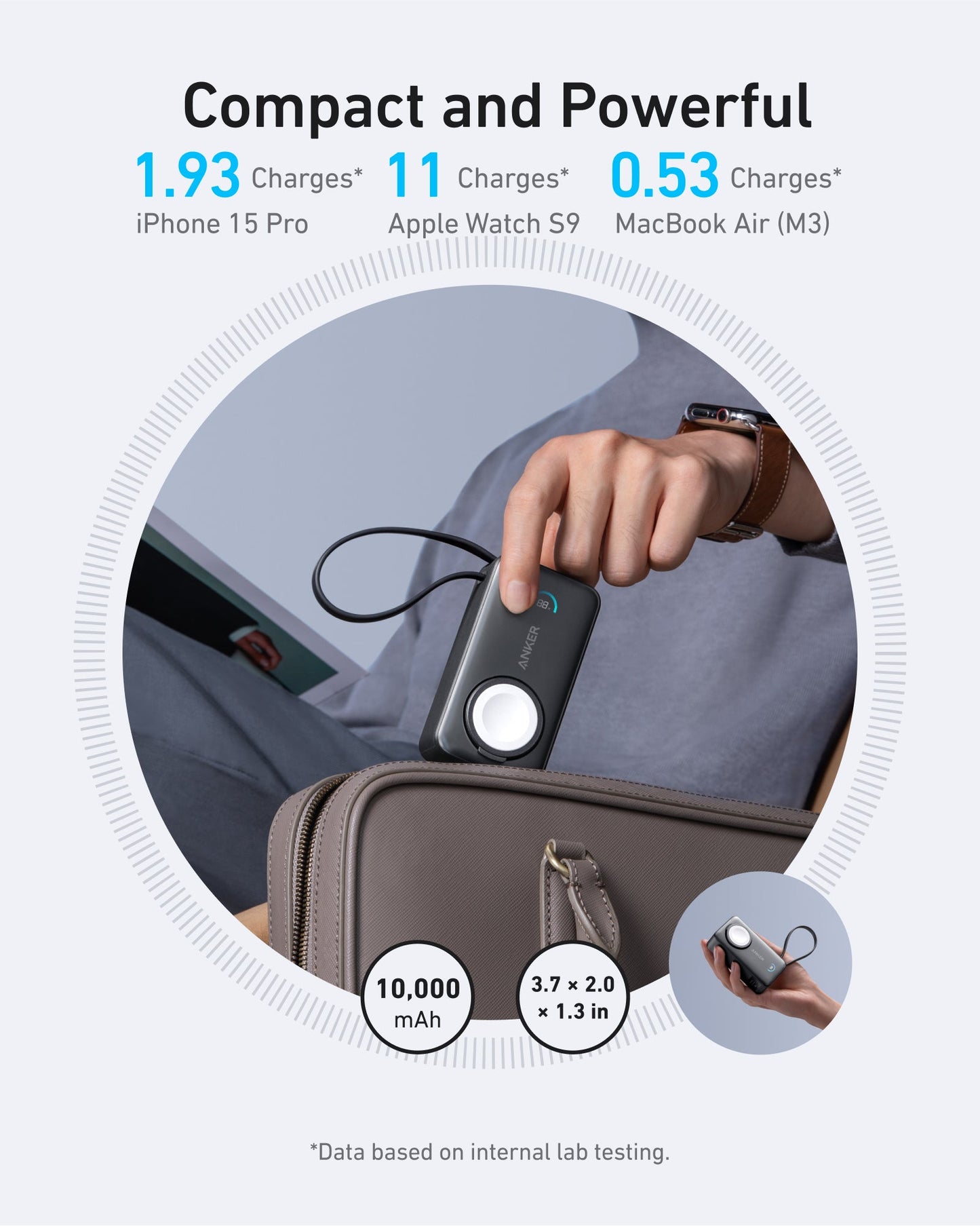 Anker MagGo Power Bank (10K, 35W, For Apple Watch)+Anker USB-C to USB-C Cable (3 ft)
