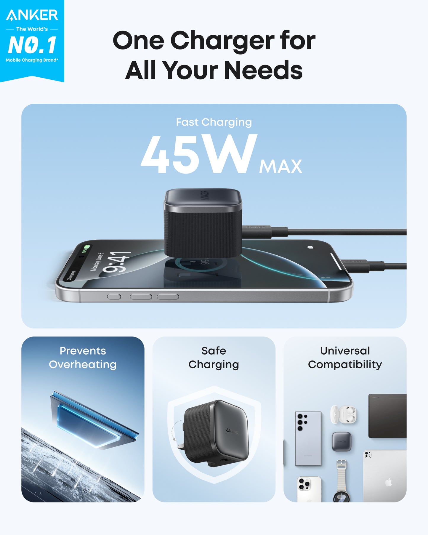 Anker Nano Charger (45W) with USB-C Cable