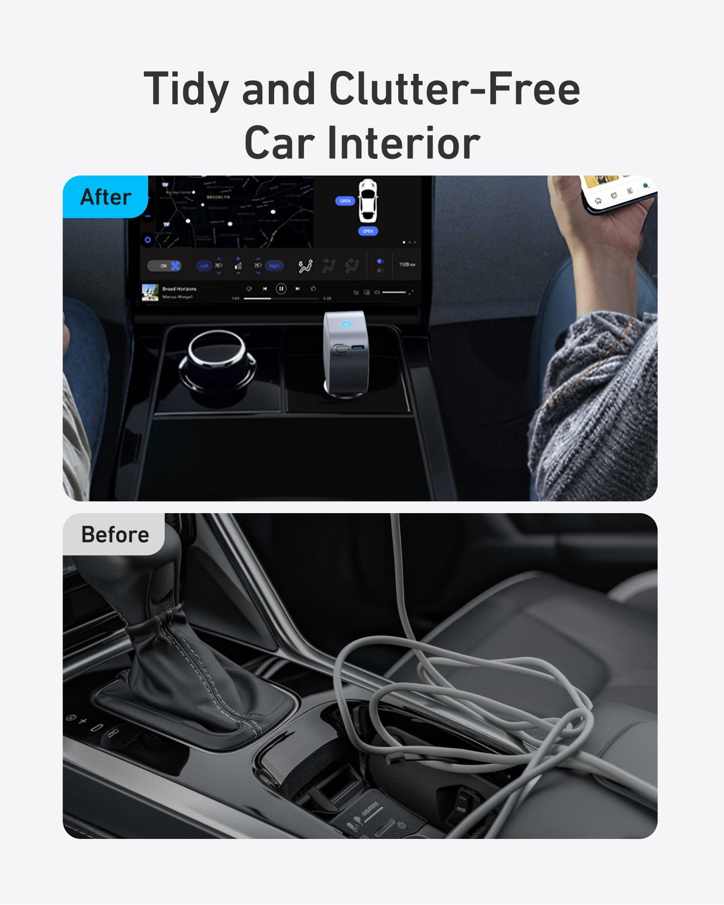 Anker USB-C Car Charger(75W Max Ultra-Compact Type-C Fast Car Charger with Built-In Retractable Cable)