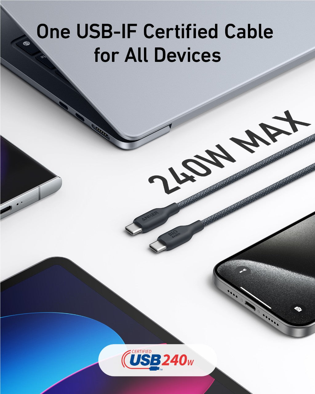 Anker MagGo Power Bank (10K, 35W, For Apple Watch)+Anker USB-C to USB-C Cable (3 ft)