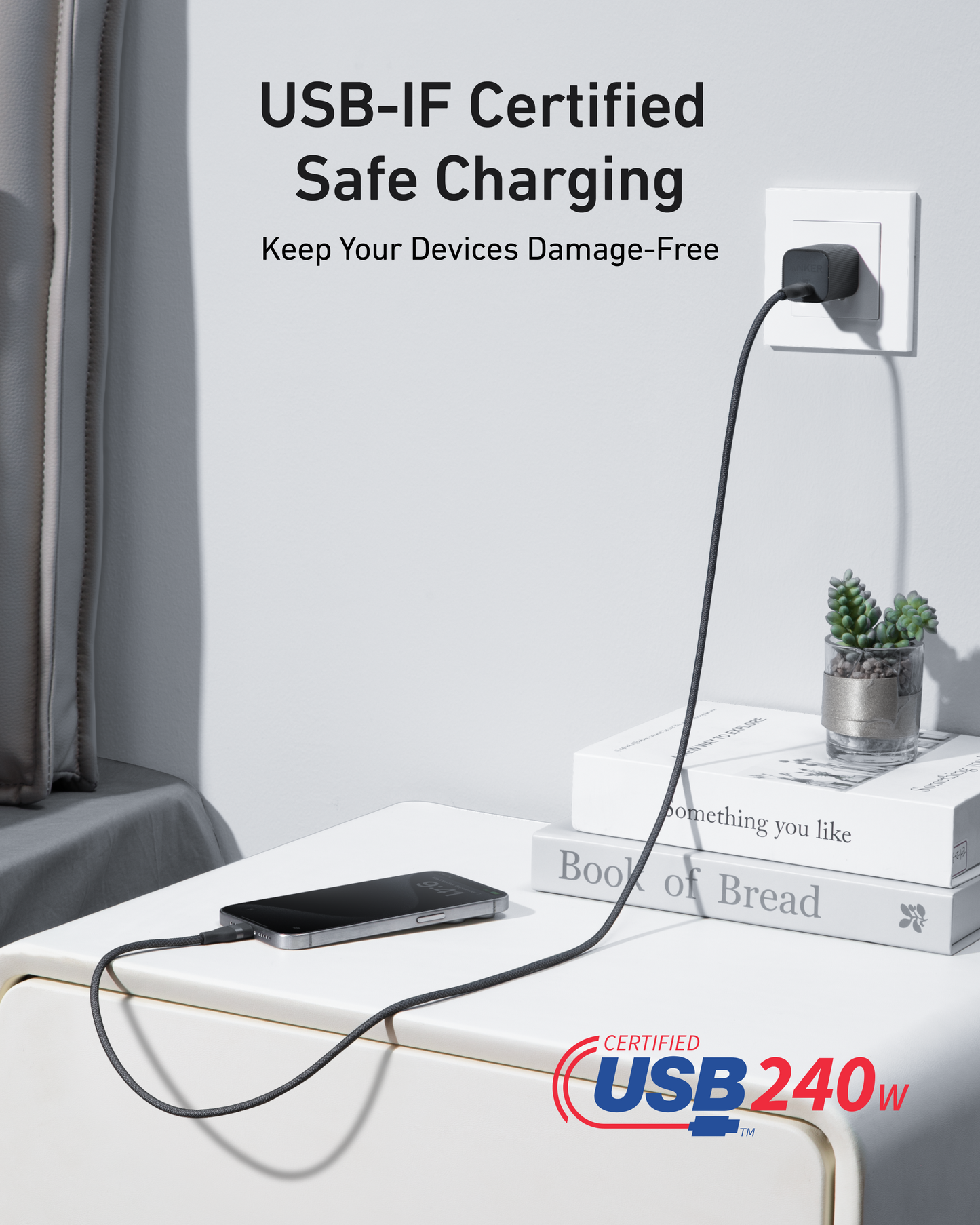 Anker USB-C to USB-C Cable (240W, Upcycled-Braided) Bundle