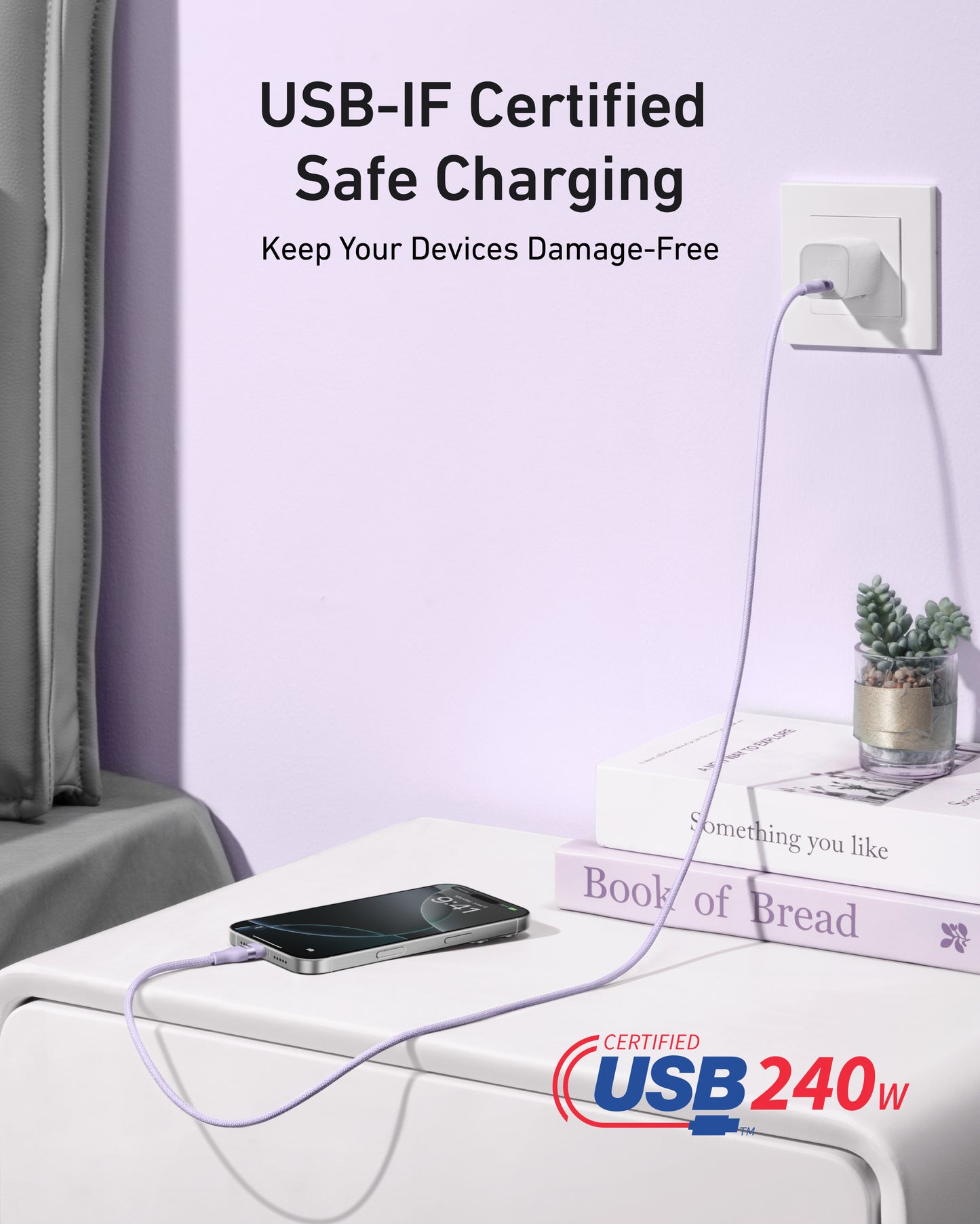 Anker USB-C to USB-C Cable (240W, Upcycled-Braided)