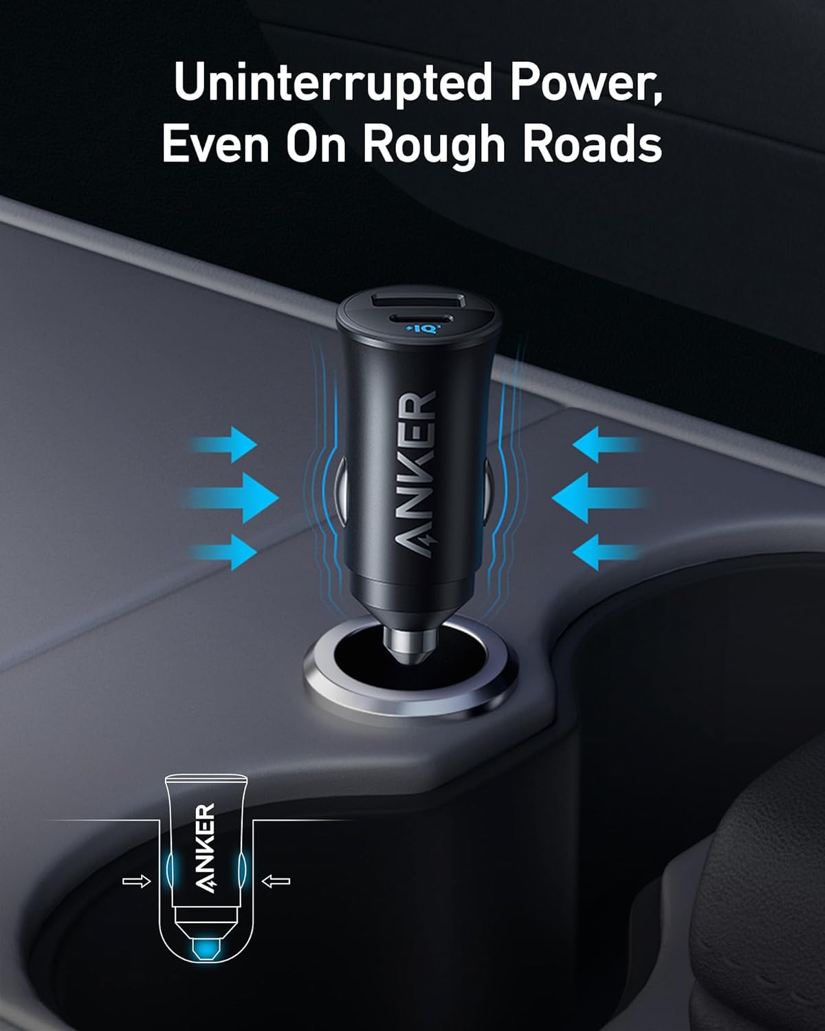 Anker 30W 2-Port USB C Car Adapter with PowerIQ 3.0