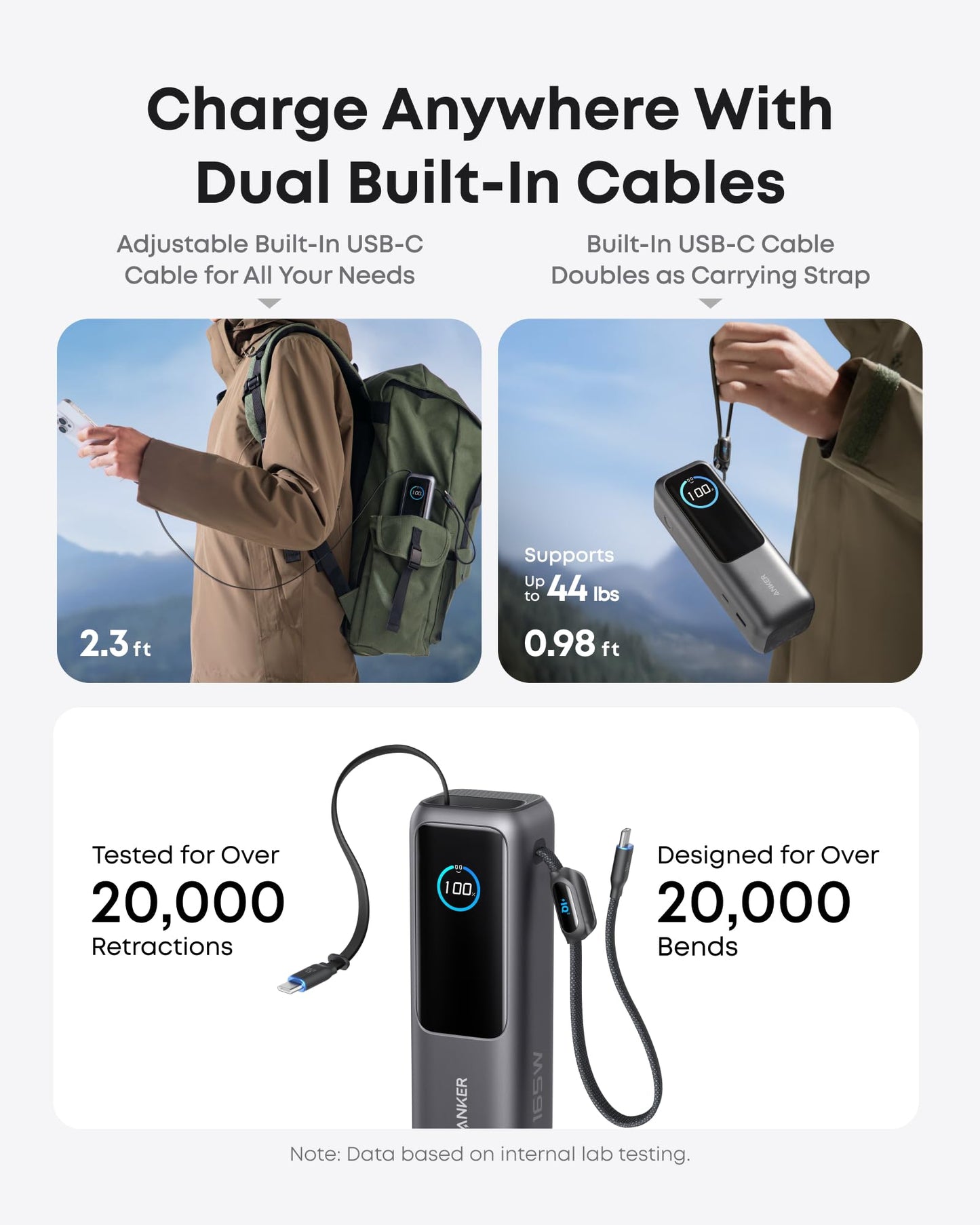 Anker Laptop Power Bank (25K, 165W, Built-In and Retractable Cables) + Liberty 4 NC | True-Wireless Noise Cancelling Earbuds