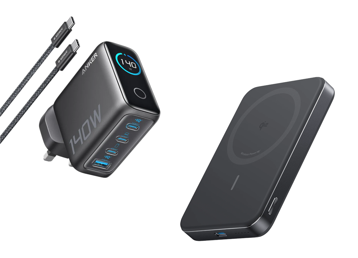 Anker Laptop Charger (140W, 4-Port, PD 3.1) with USB-C Cable + Anker MagGo Power Bank (10K, Slim)