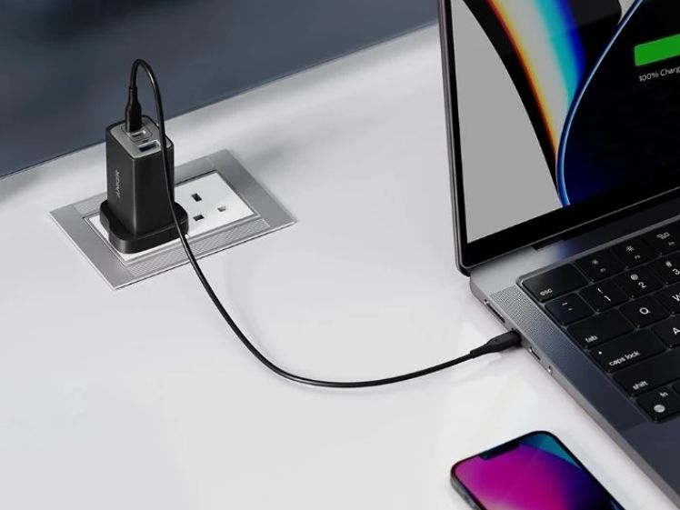 The laptop is charging