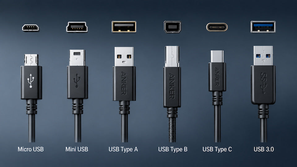 Different types of USB cables