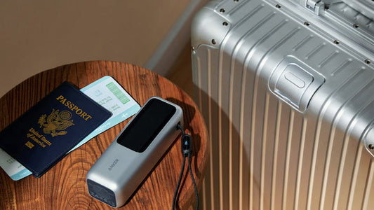 Power bank and luggage at airport