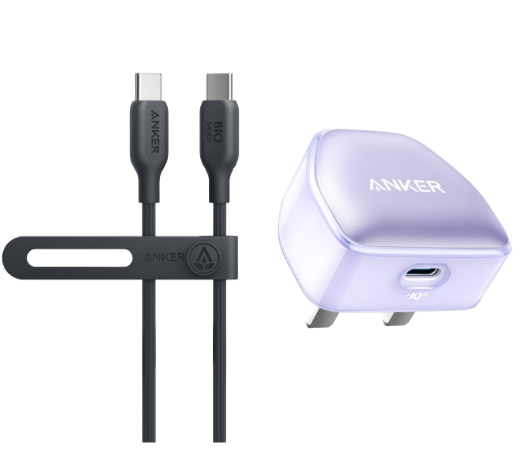 Anker Nano Charger (20W)+Anker &lt;b&gt;543&lt;/b&gt; USB-C to USB-C Cable (Bio-Based)