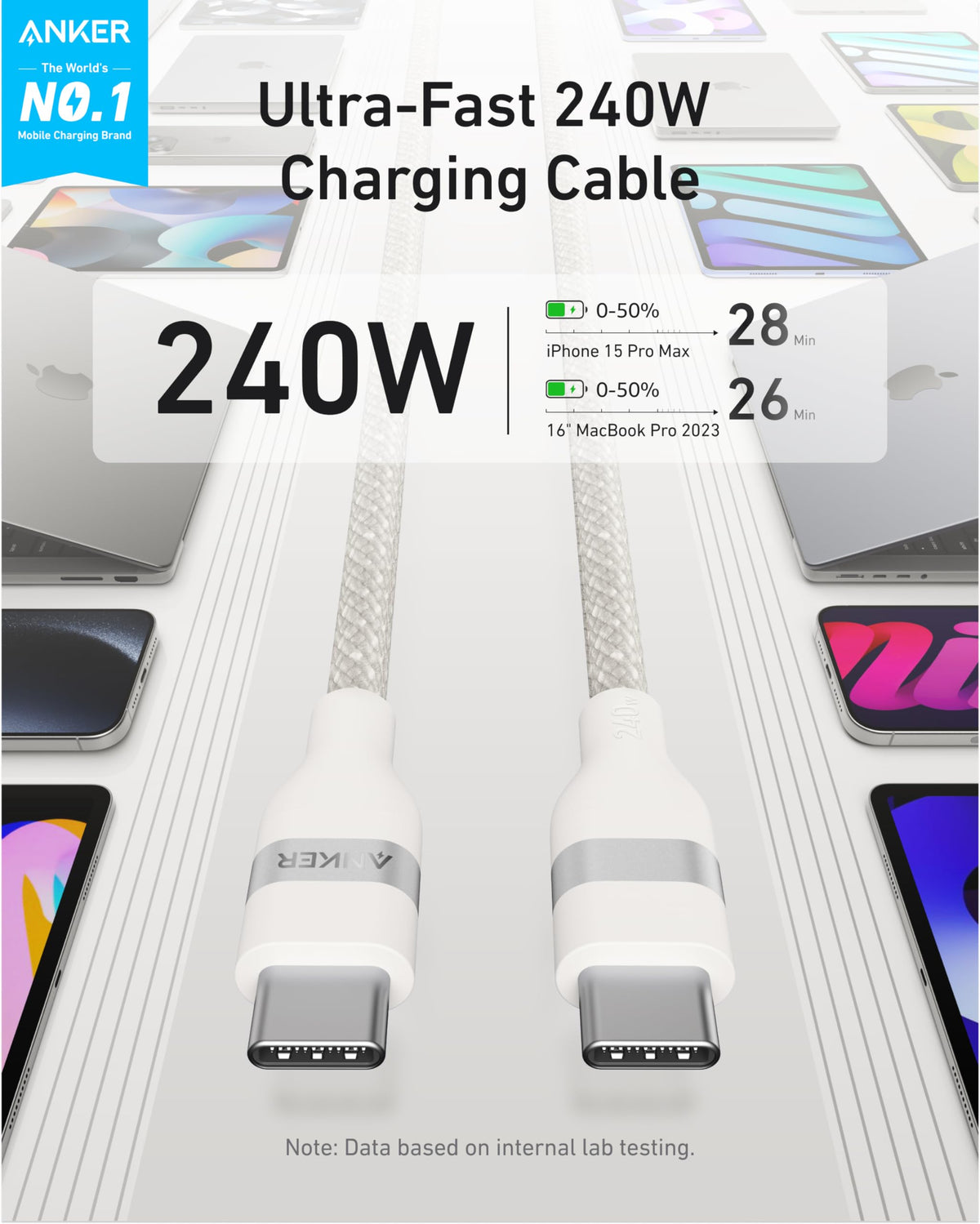 Anker USB-C to USB-C Cable (240W, Upcycled-Braided)