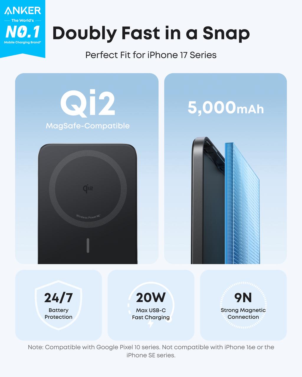 Anker Nano Power Bank (5K, MagGo, Slim)