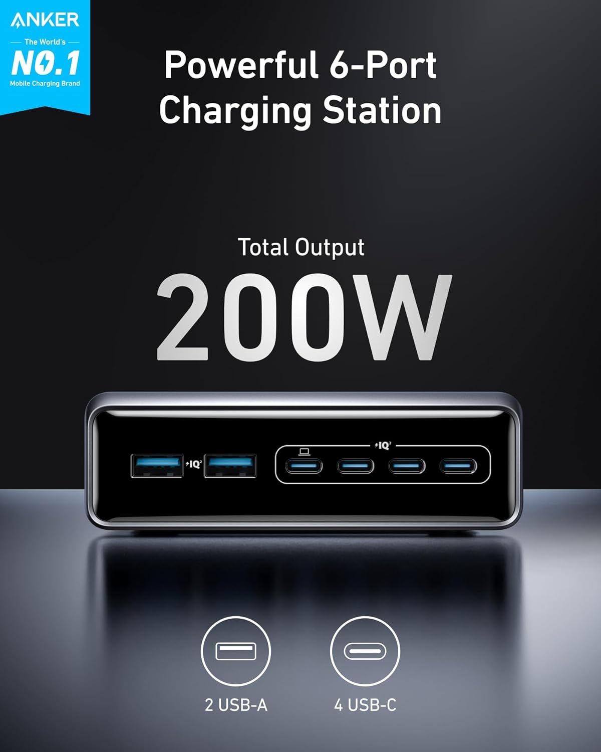 Anker Prime Charger (200W, 6 Ports, GaN)