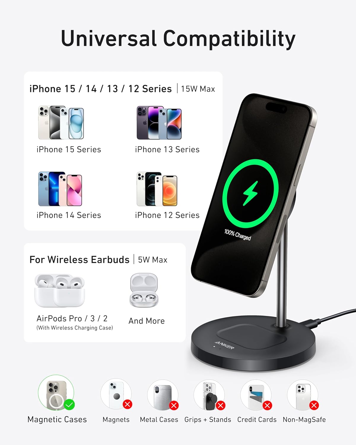 Anker MagGo Wireless Charger (2-in-1 Stand) | Exclusive Livestream Offer