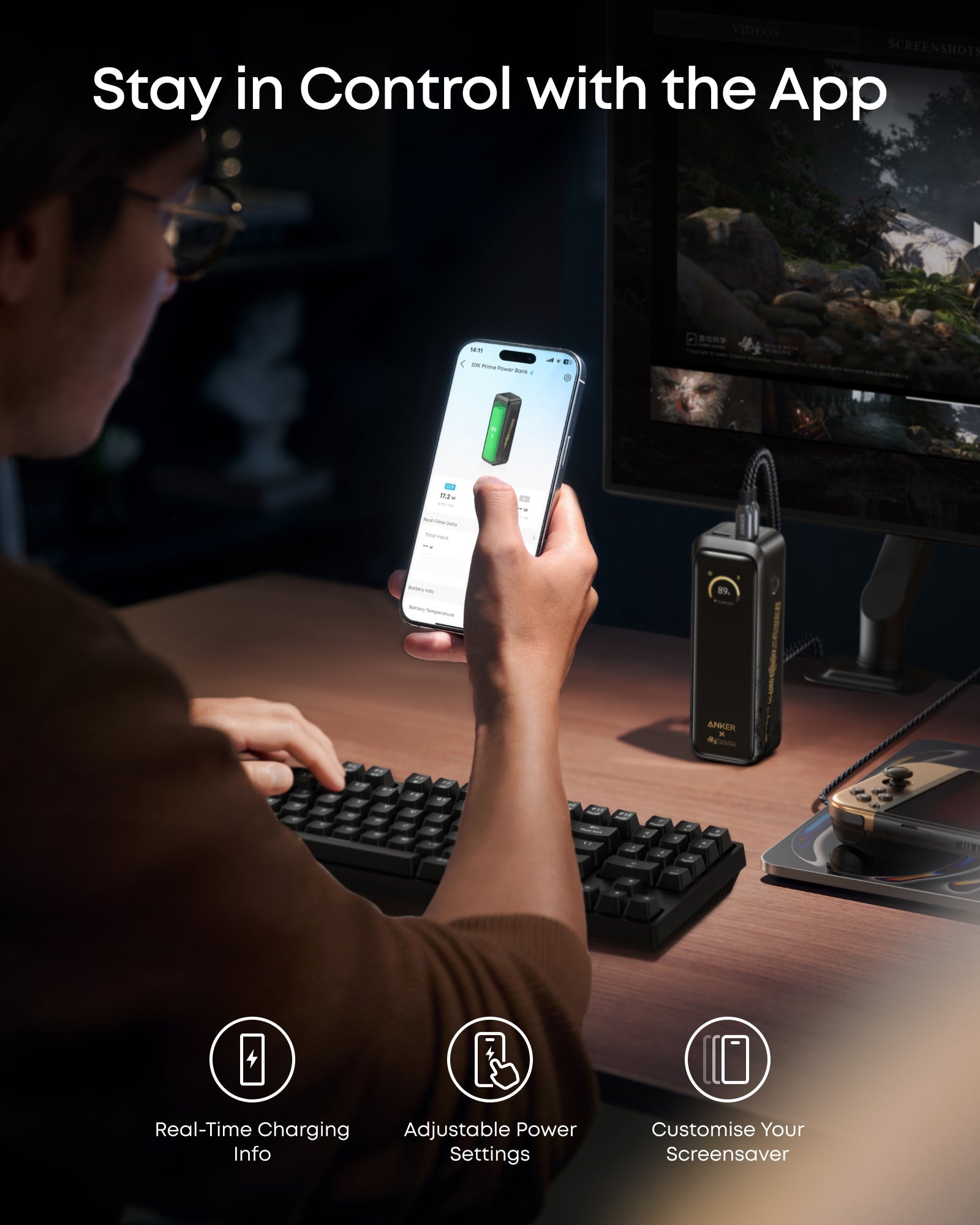 Anker with app for real-time charging info and adjustable power settings