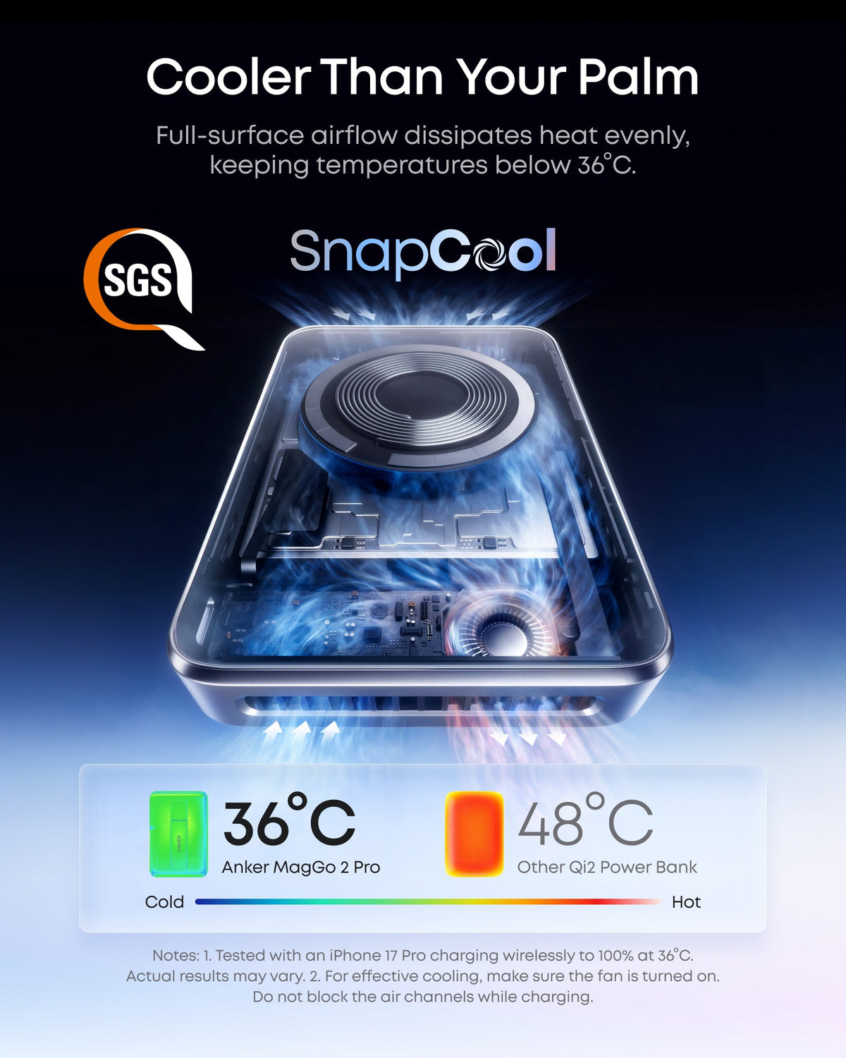 Anker MagGo Power Bank 2 Pro, Qi2 25W 10,000mAh Battery with Cooling Fan