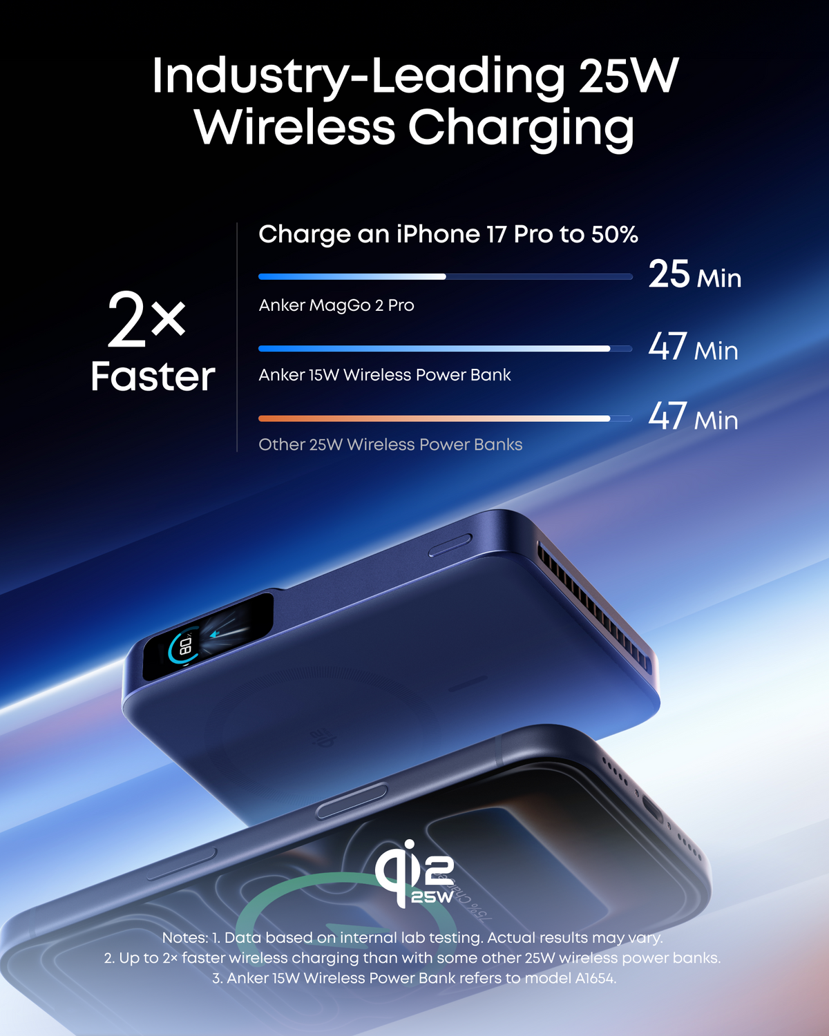 Anker MagGo Power Bank 2 Pro, Qi2 25W 10,000mAh Battery with Cooling Fan