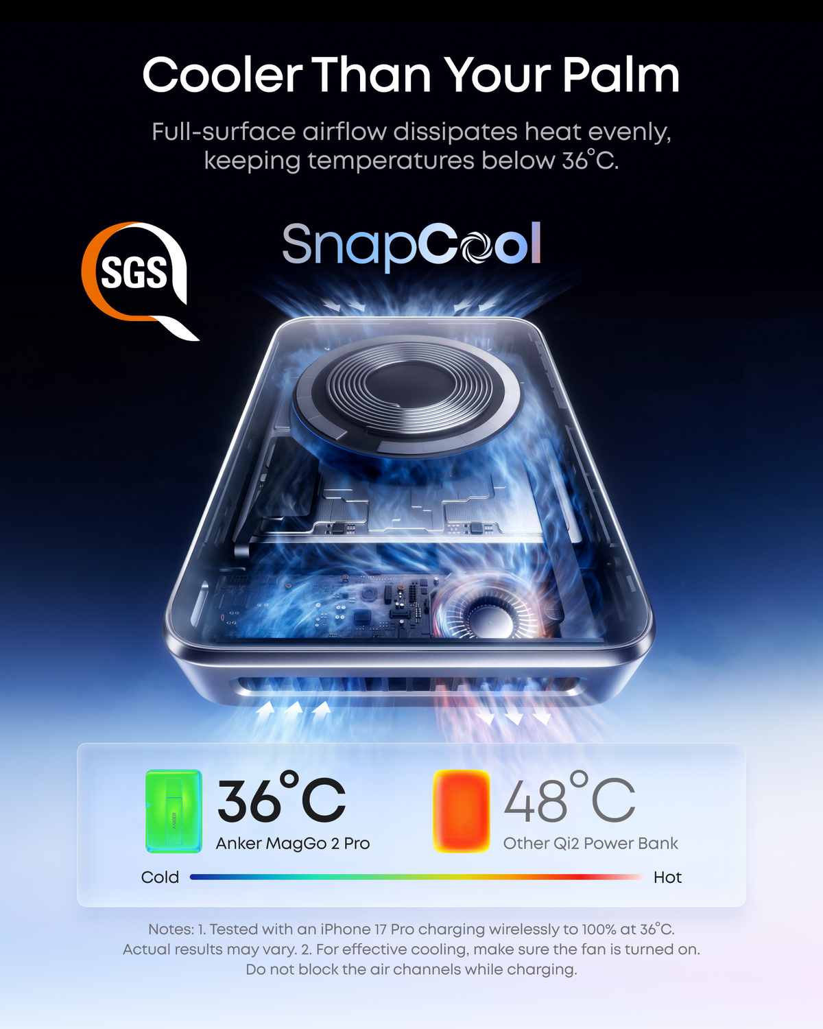 Anker MagGo Power Bank 2 Pro, Qi2 25W 10,000mAh Battery with Cooling Fan