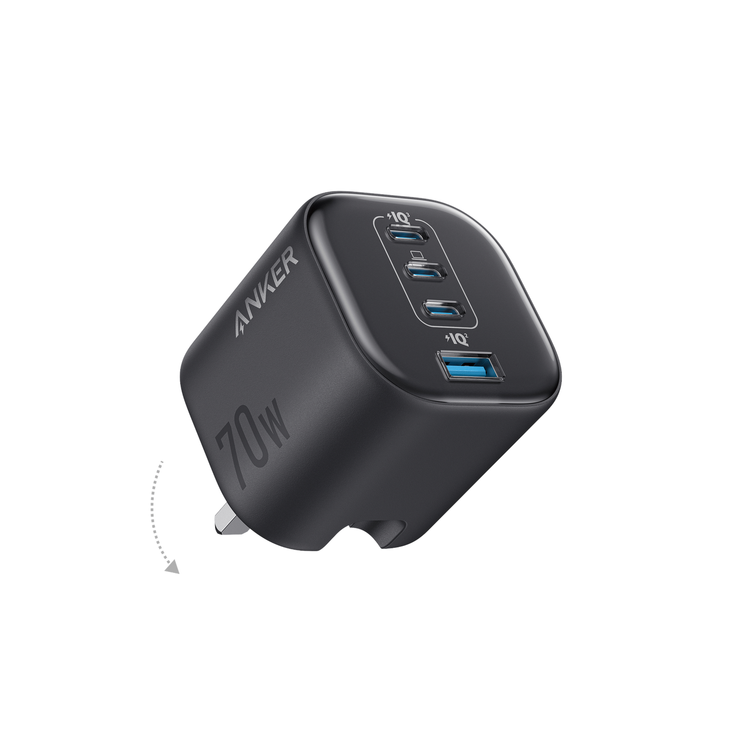 Anker Zolo Charger, 4-Port Folable Wall Adapter with Ultra-Fast 70W Output