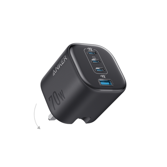 Anker Zolo Charger, 4-Port Folable Wall Adapter with Ultra-Fast 70W Output
