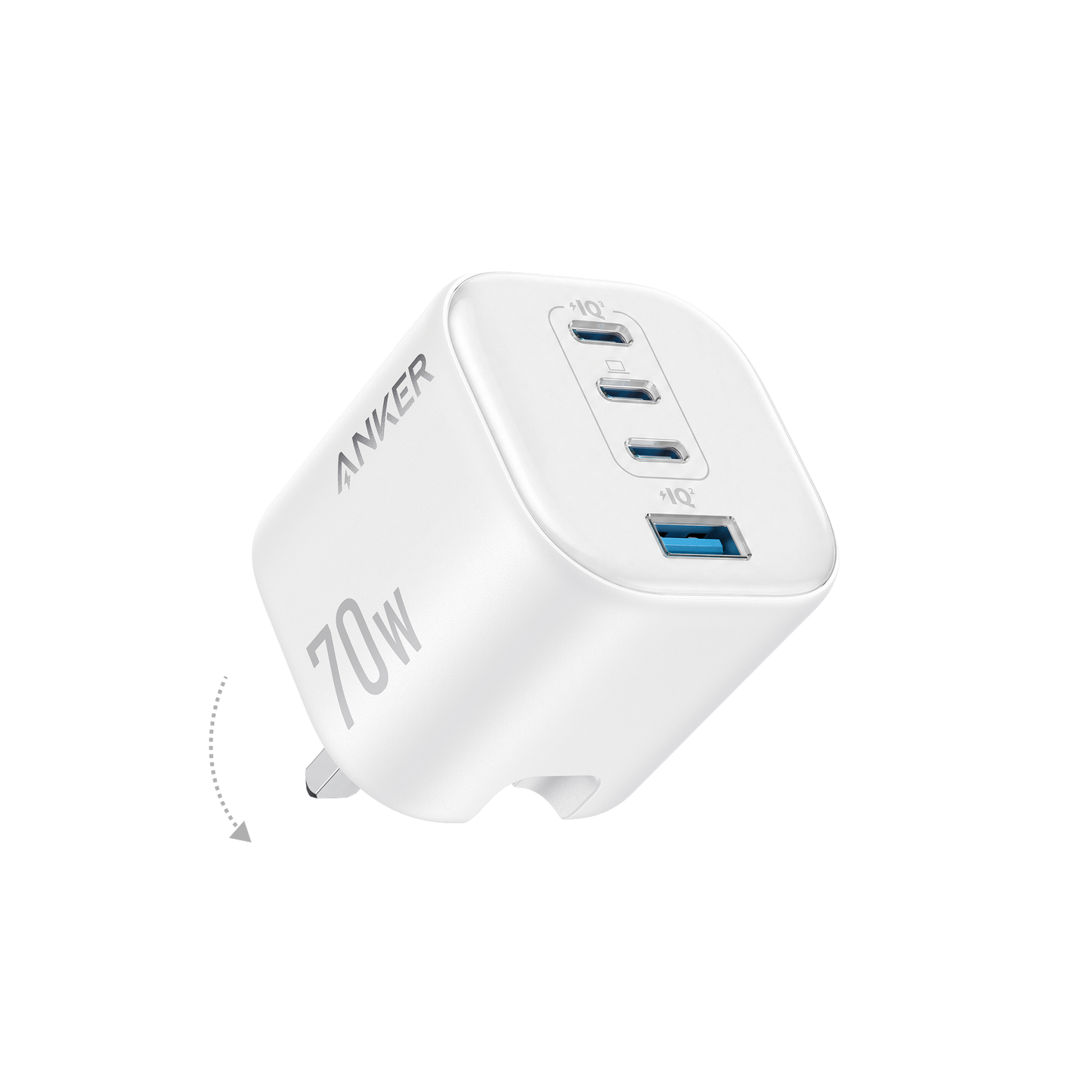 Anker Zolo Charger, 4-Port Folable Wall Adapter with Ultra-Fast 70W Output