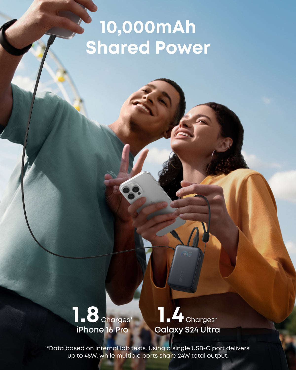 Anker Nano Power Bank (10K, 45W, Built-In Retractable USB-C Cable)