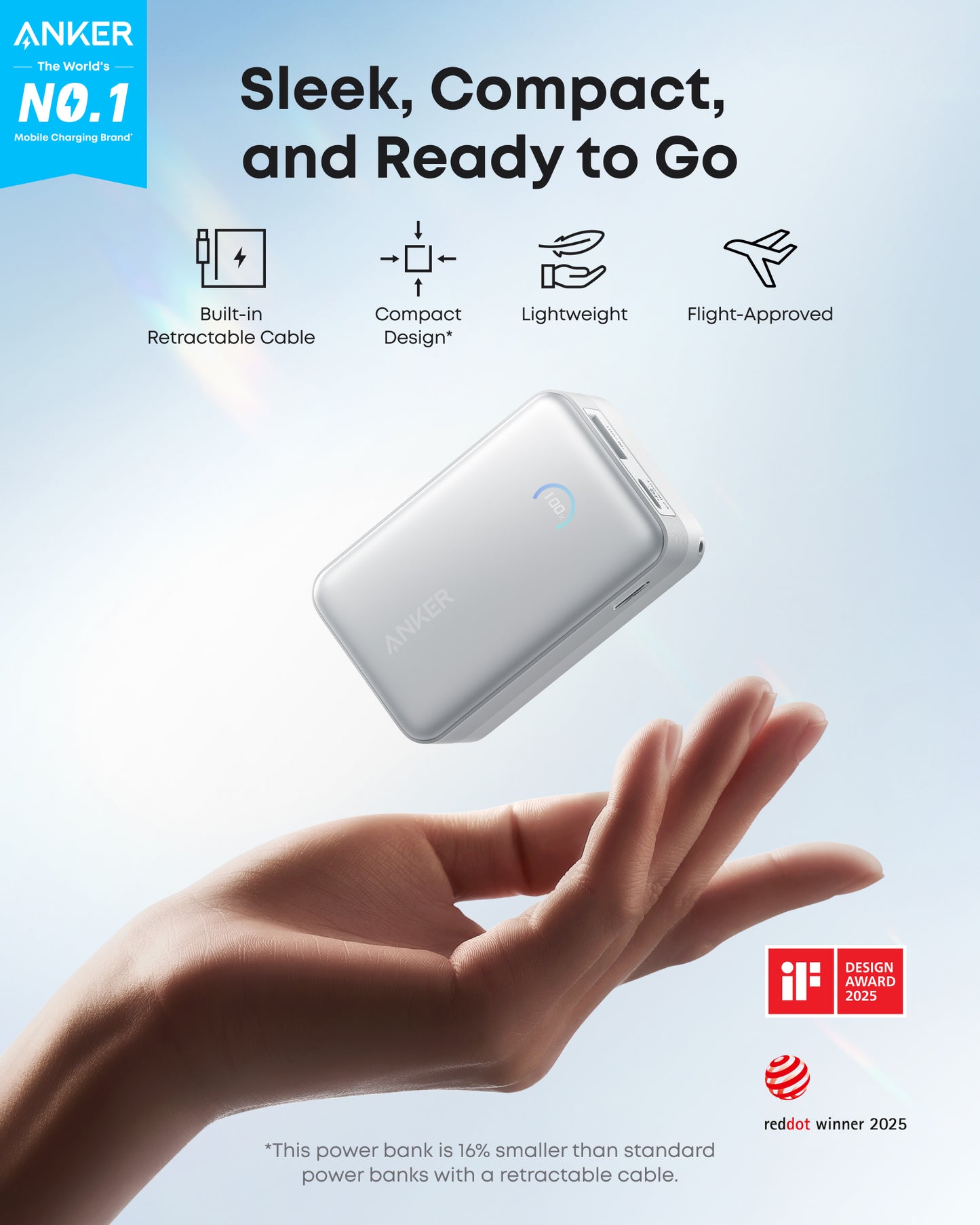 Anker Nano Power Bank (10K, 45W, Built-In Retractable USB-C Cable)