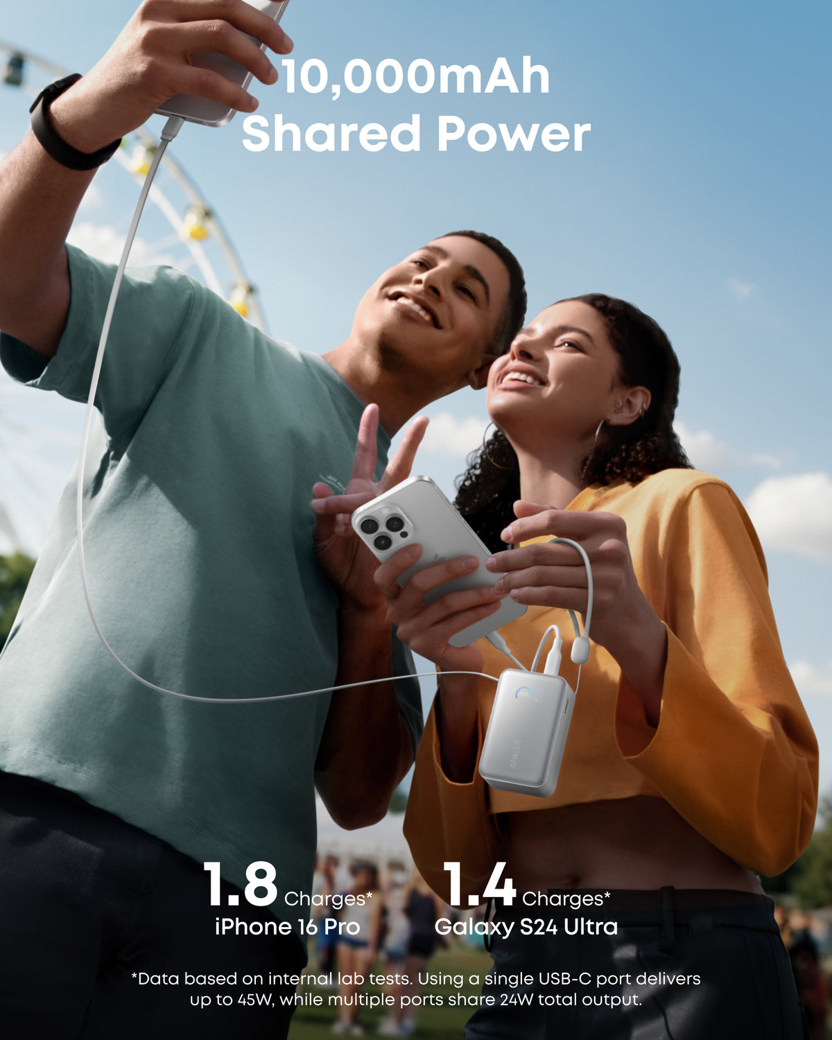 Anker Nano Power Bank (10K, 45W, Built-In Retractable USB-C Cable)