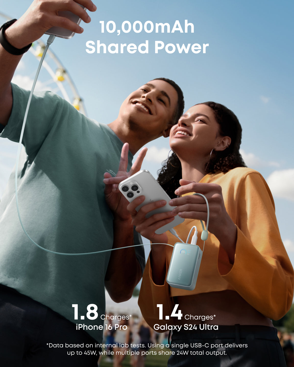 Anker Nano Power Bank (10K, 45W, Built-In Retractable USB-C Cable)