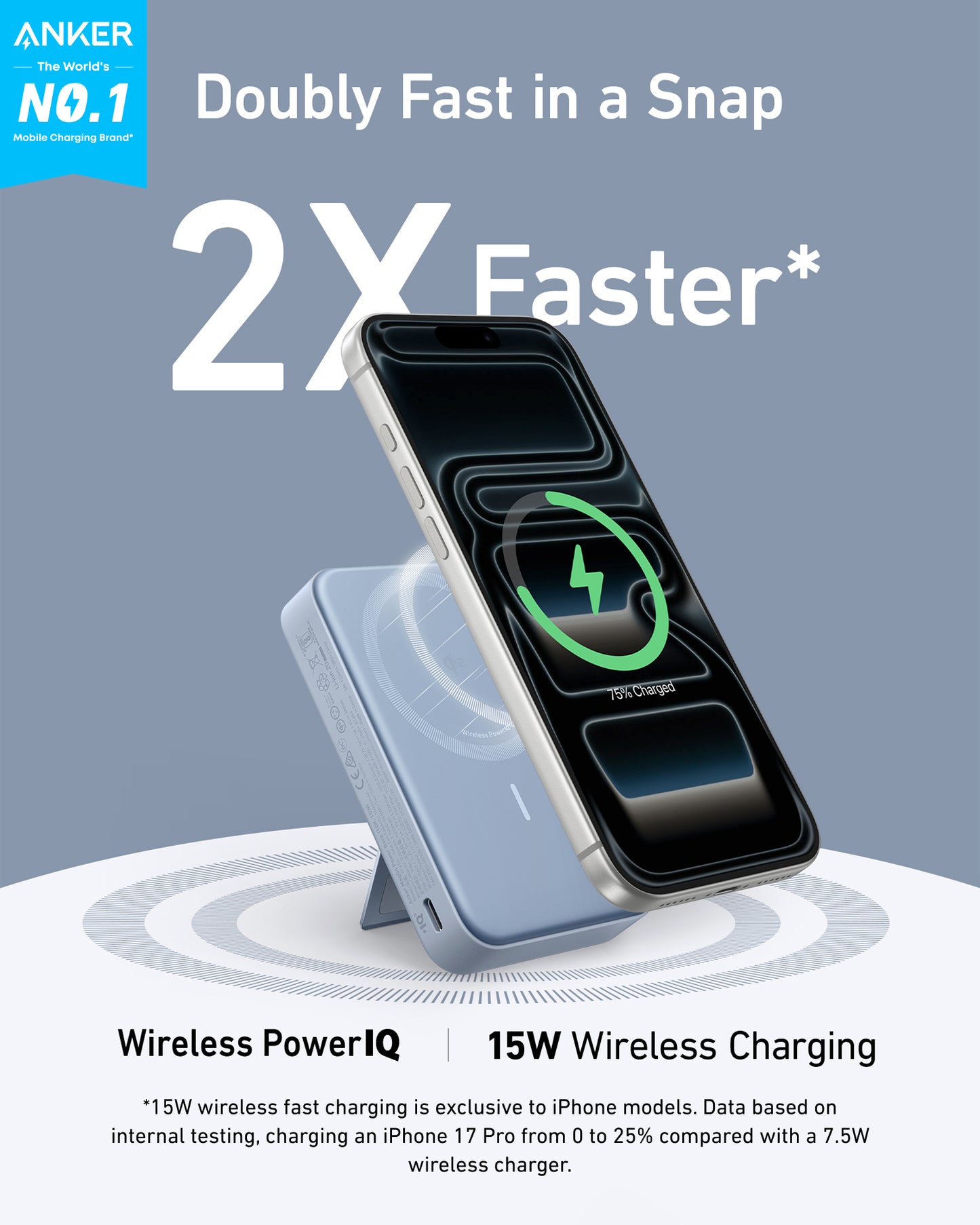 Anker MagGo Power Bank (10,000mAh), Qi2 15W Ultra-Fast Wireless Charging