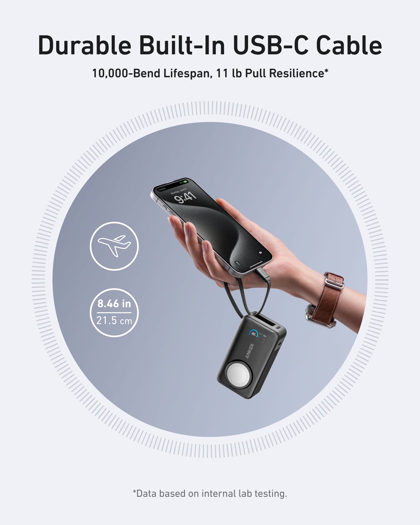 Anker MagGo Power Bank (10K, 35W, For Apple Watch)+Anker USB-C to USB-C Cable (3 ft)