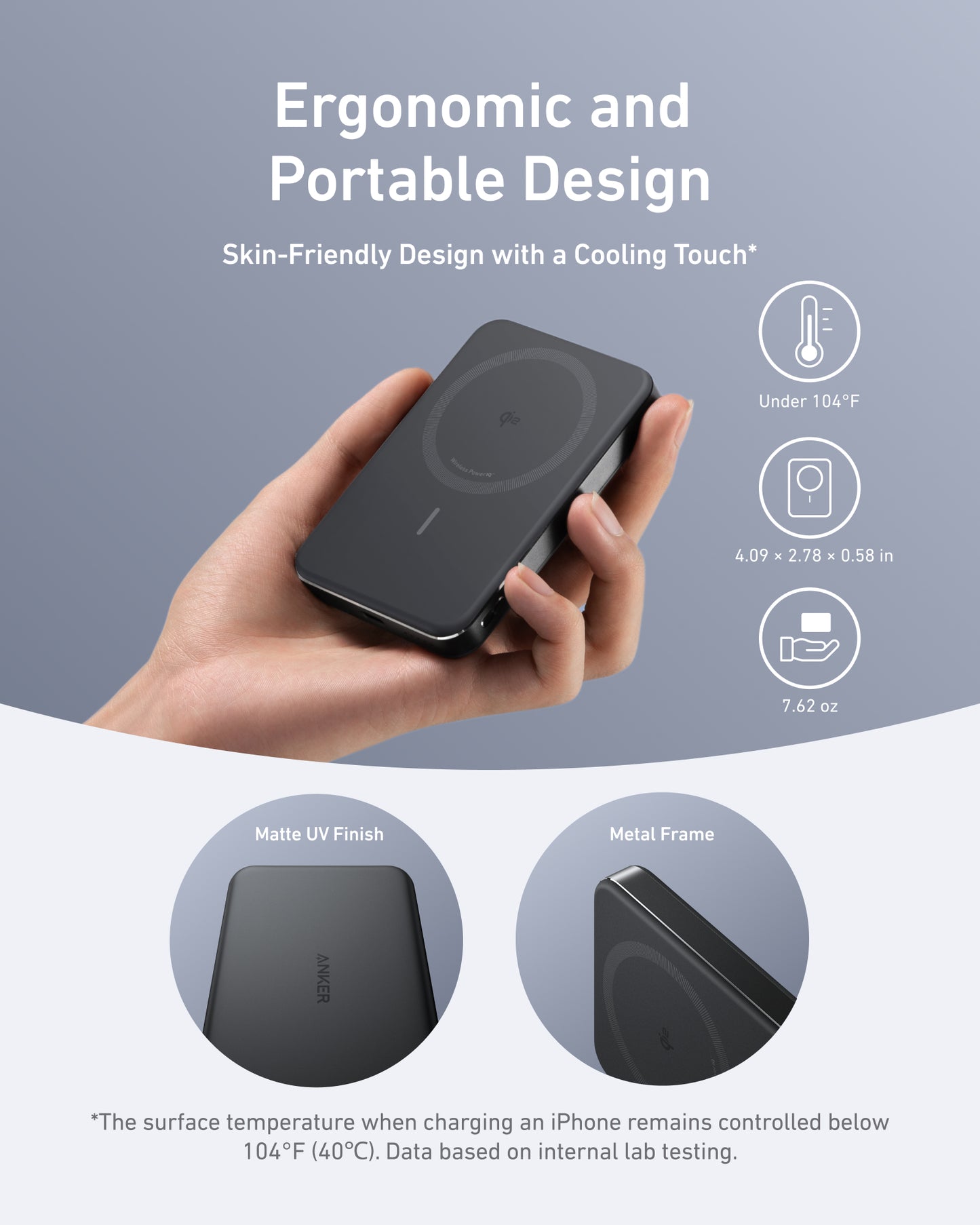 Anker MagGo Power Bank, 10,000mAh Wireless Charger, Ultra-Slim, 15W Fast Charging