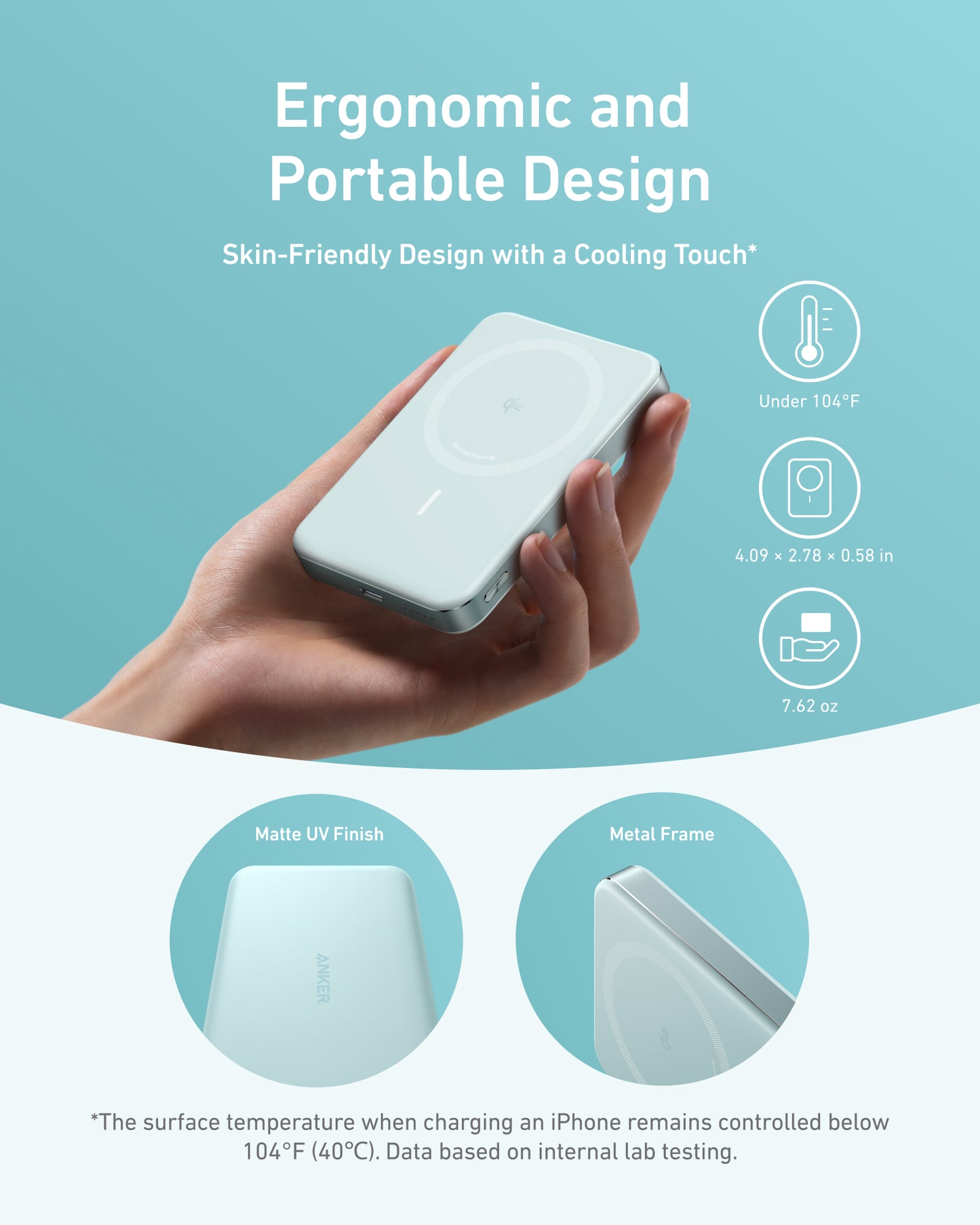 Anker MagGo Power Bank, 10,000mAh Wireless Charger, Ultra-Slim, 15W Fast Charging