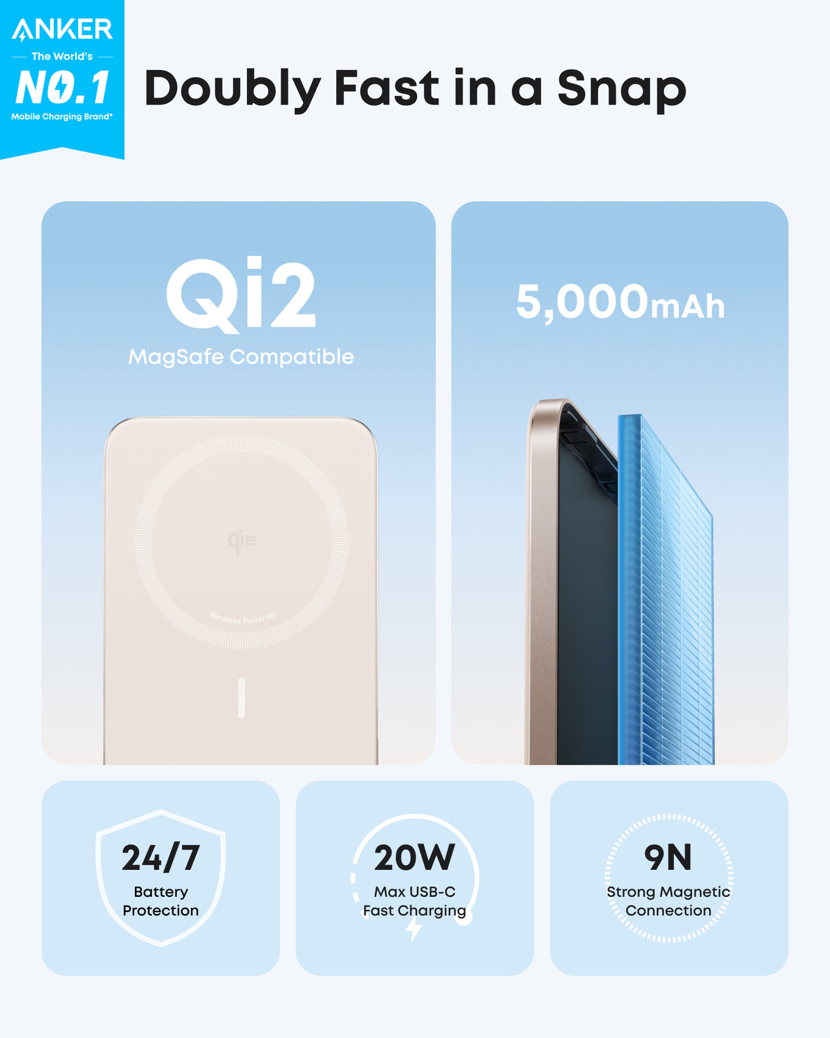 Anker Nano Power Bank (5K, MagGo, Slim)