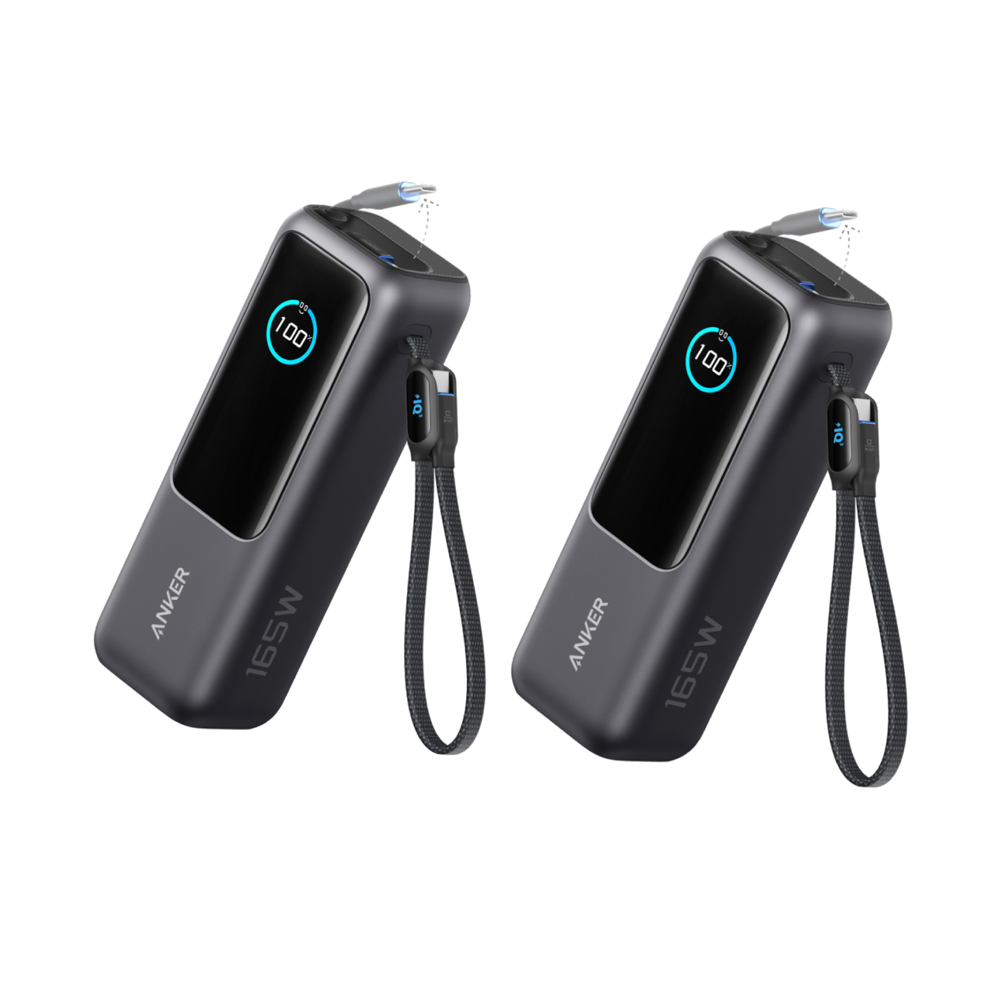 Anker Laptop Power Bank (25K, 165W, Built-In and Retractable Cables) ｜2-Pack