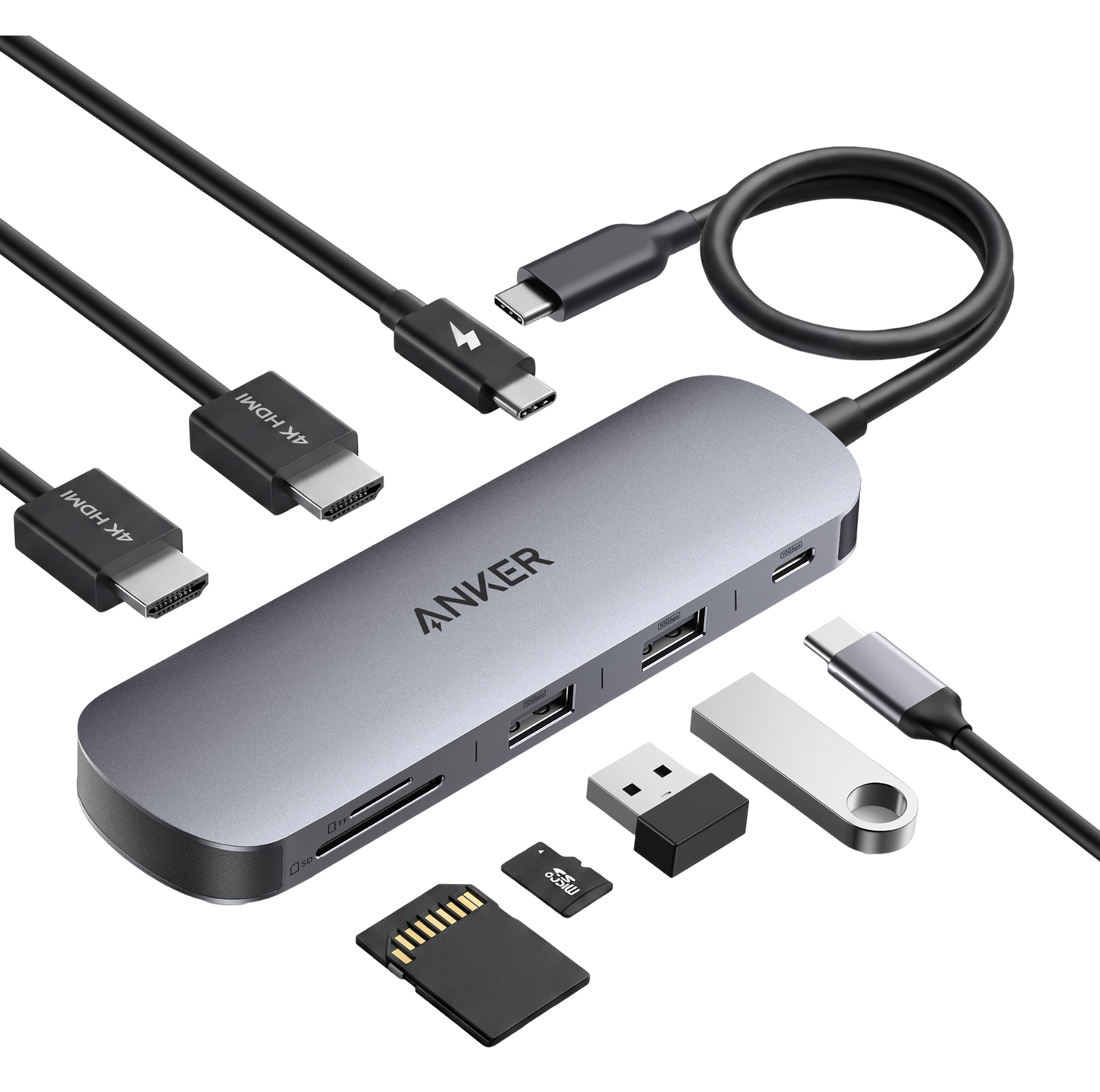 Anker Nano USB-C Hub (8-in-1, Dual Display), 10 Gbps Speed, 85W Max Fast Laptop Charging