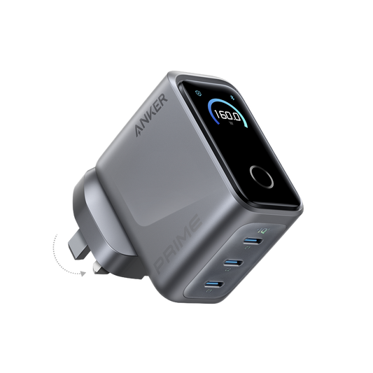 Anker Prime Charger (160W, 3 Ports, Smart Display)