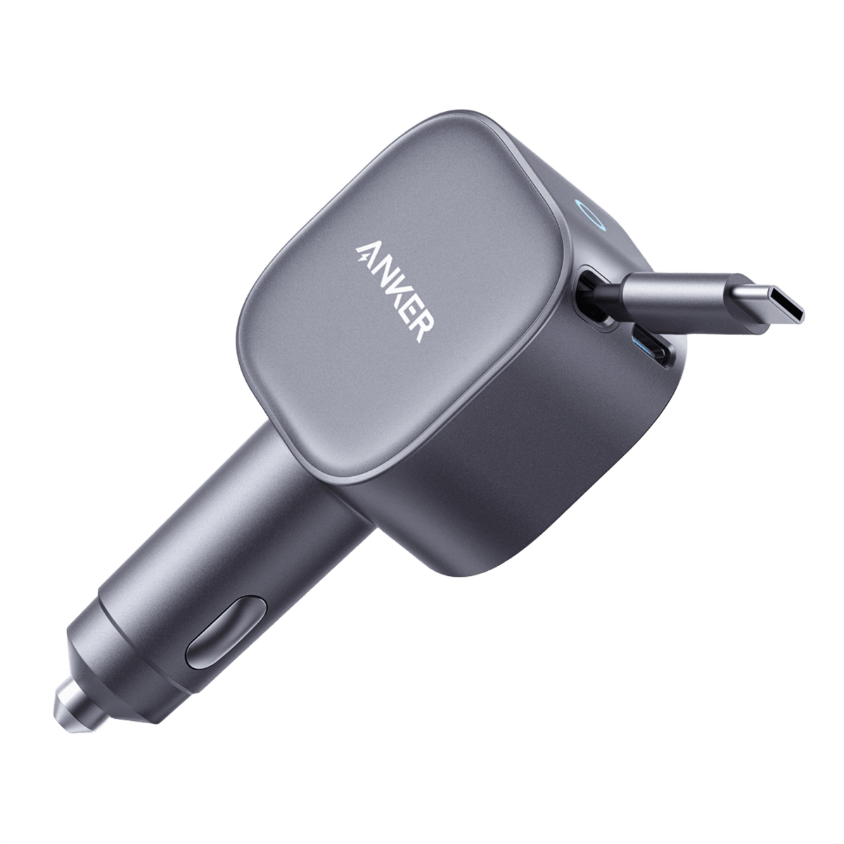 Anker USB-C Car Charger(75W Max Ultra-Compact Type-C Fast Car Charger with Built-In Retractable Cable, Car Adapter for iPhone 16/15/14 Series, MacBook Pro/Air iPad, Galaxy, AirPods, and More)