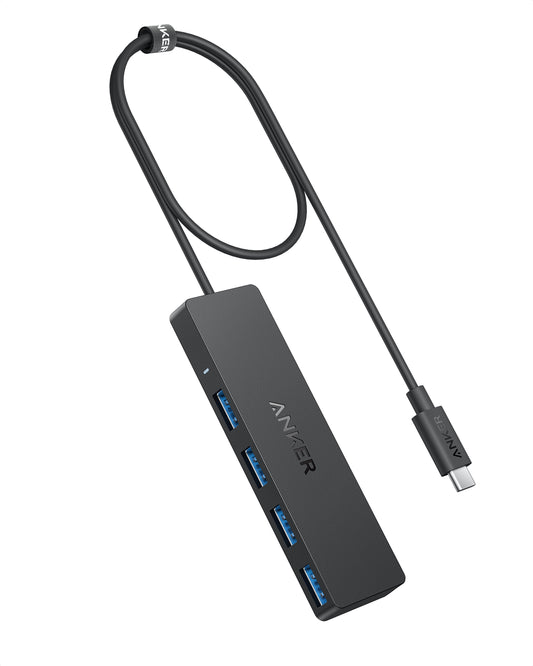 Anker 4-Port USB 3.0 Data Hub, Ultra-Slim 5Gbps USB-C OTG Hub with 2 ft Extended Cable