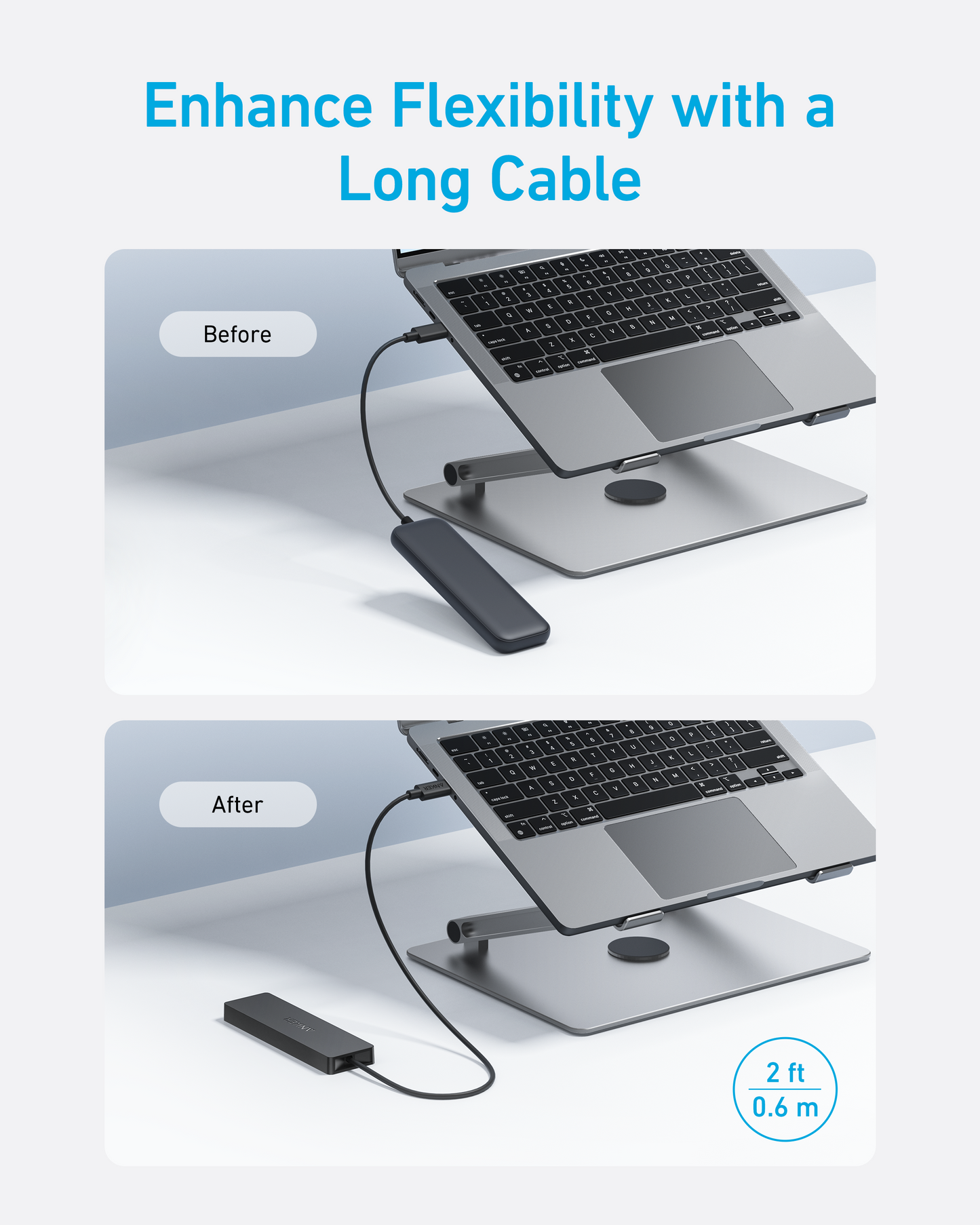 Anker 4-Port USB 3.0 Data Hub, Ultra-Slim 5Gbps USB-C OTG Hub with 2 ft Extended Cable