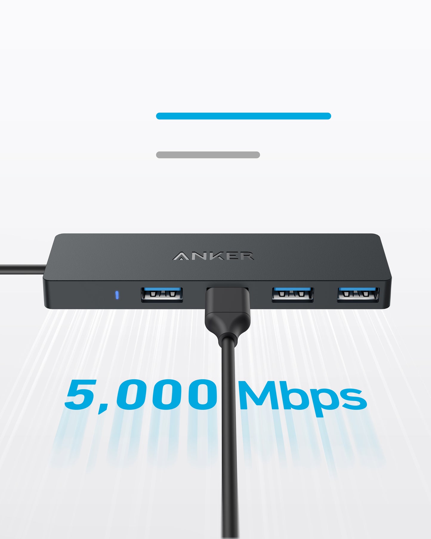 Anker 4-Port USB 3.0 Data Hub, Ultra-Slim 5Gbps USB-C OTG Hub with 2 ft Extended Cable