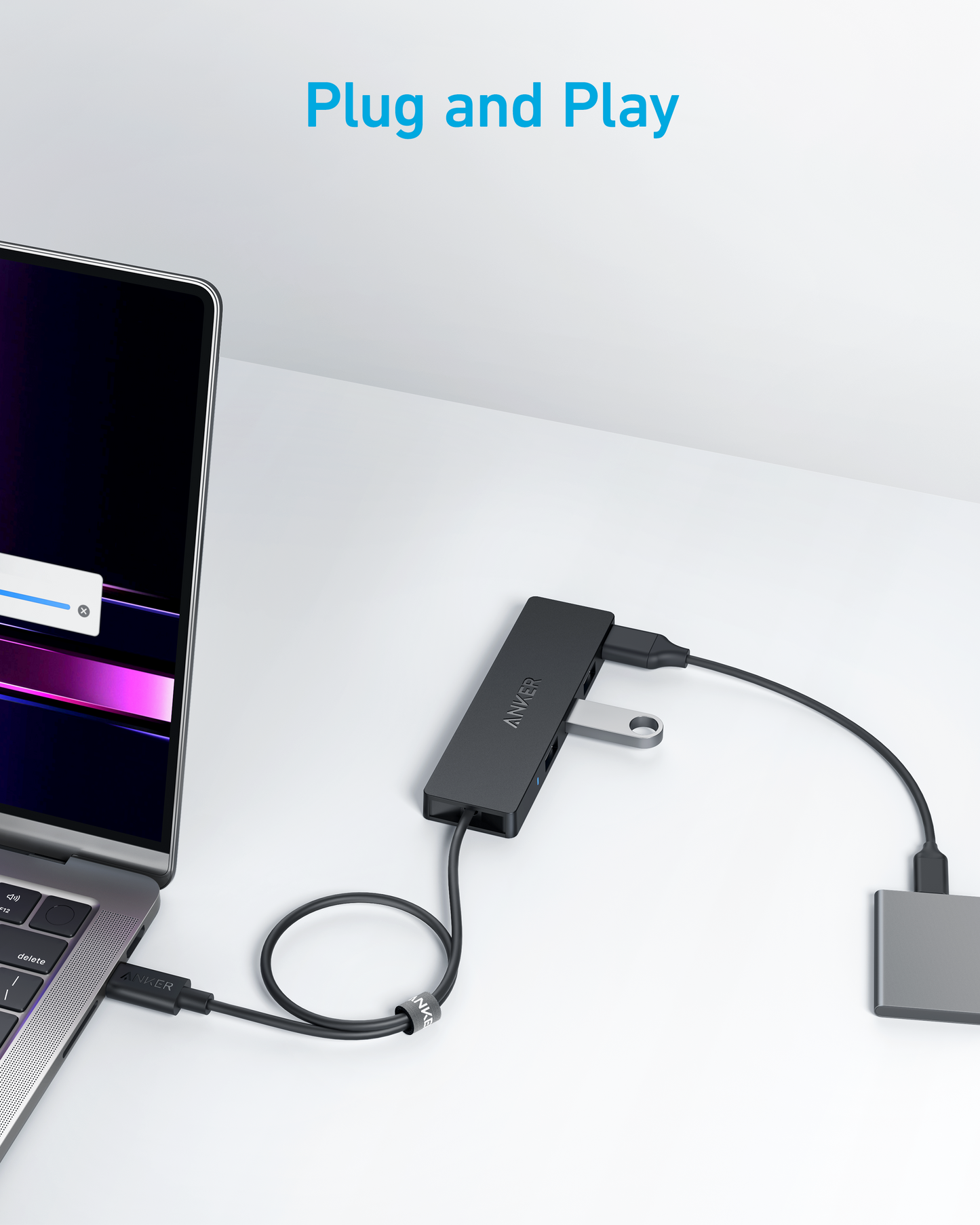 Anker 4-Port USB 3.0 Data Hub, Ultra-Slim 5Gbps USB-C OTG Hub with 2 ft Extended Cable