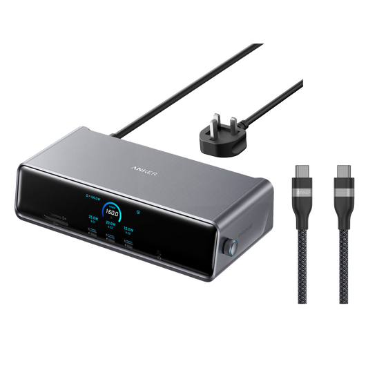 Anker Prime Docking Station (14-in-1, Triple Display, DisplayLink) with DL7400  and USB-C to USB-C Cable ( 3ft, 240W, Upcycled-Braided)