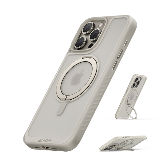 Anker MagGo Magnetic Case with Stand (360° Ring Stand, For iPhone)-Titanium Luna-iPhone 16 Pro