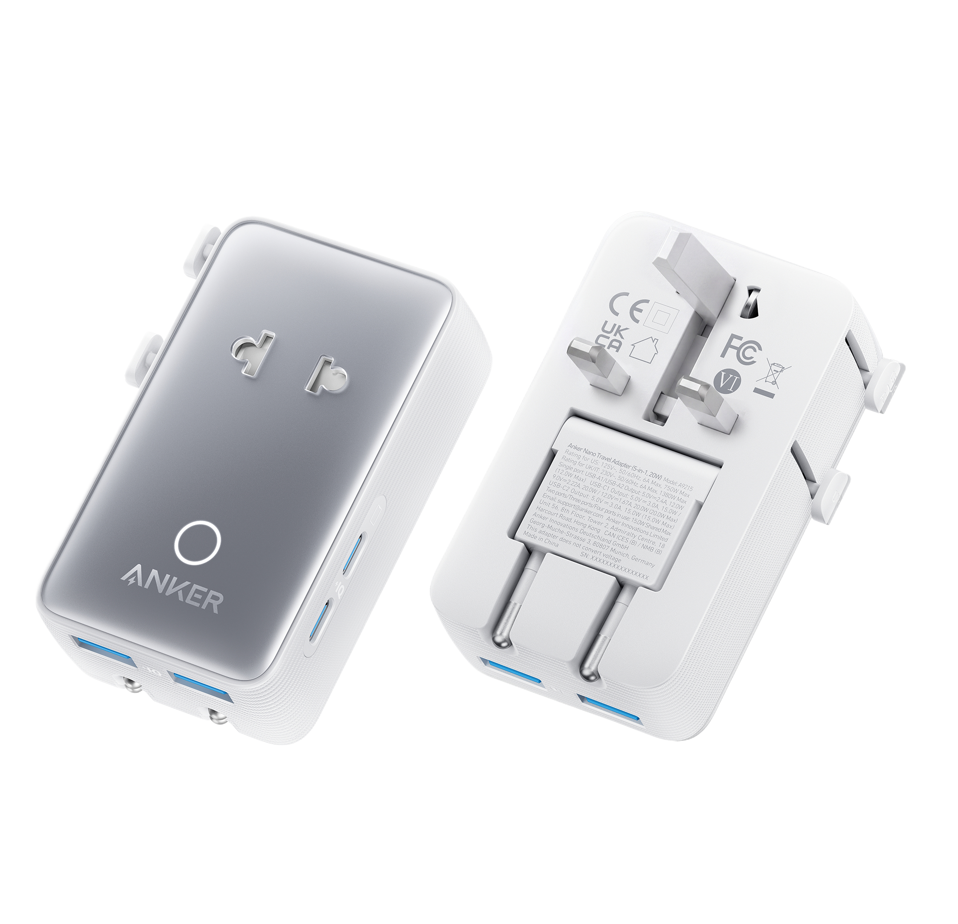 Anker Anker Nano Travel Adapter (5-in-1, 20W, 1-Pack)