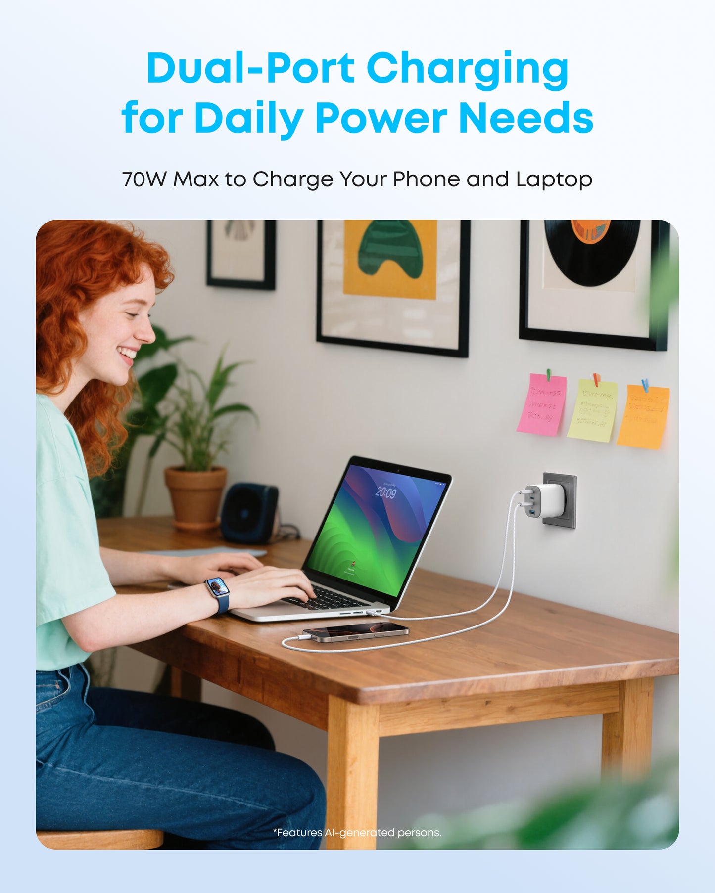 Anker Zolo Charger, 4-Port Folable Wall Adapter with Ultra-Fast 70W Output