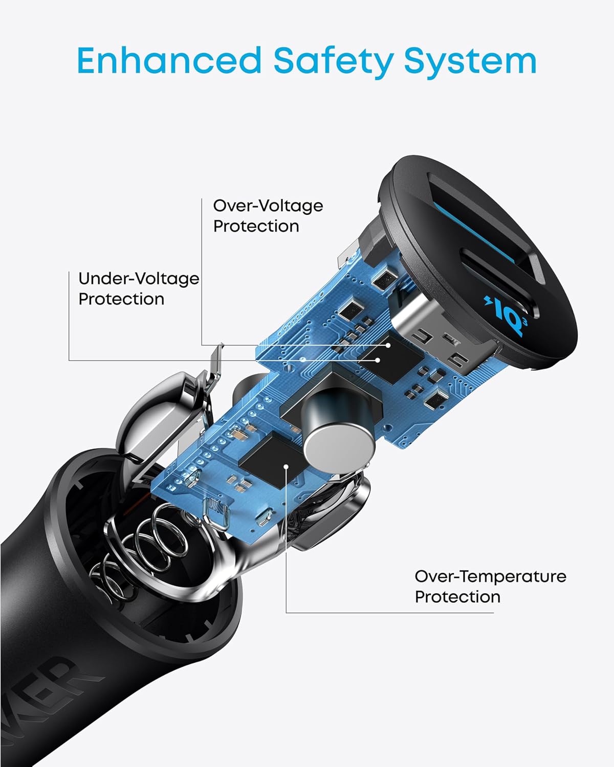 Anker 30W 2-Port USB C Car Adapter with PowerIQ 3.0